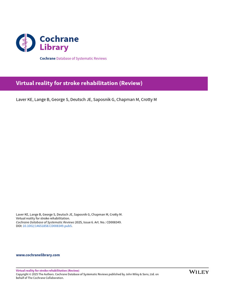 VR Stroke Patients | PDF | Systematic Review | Stroke