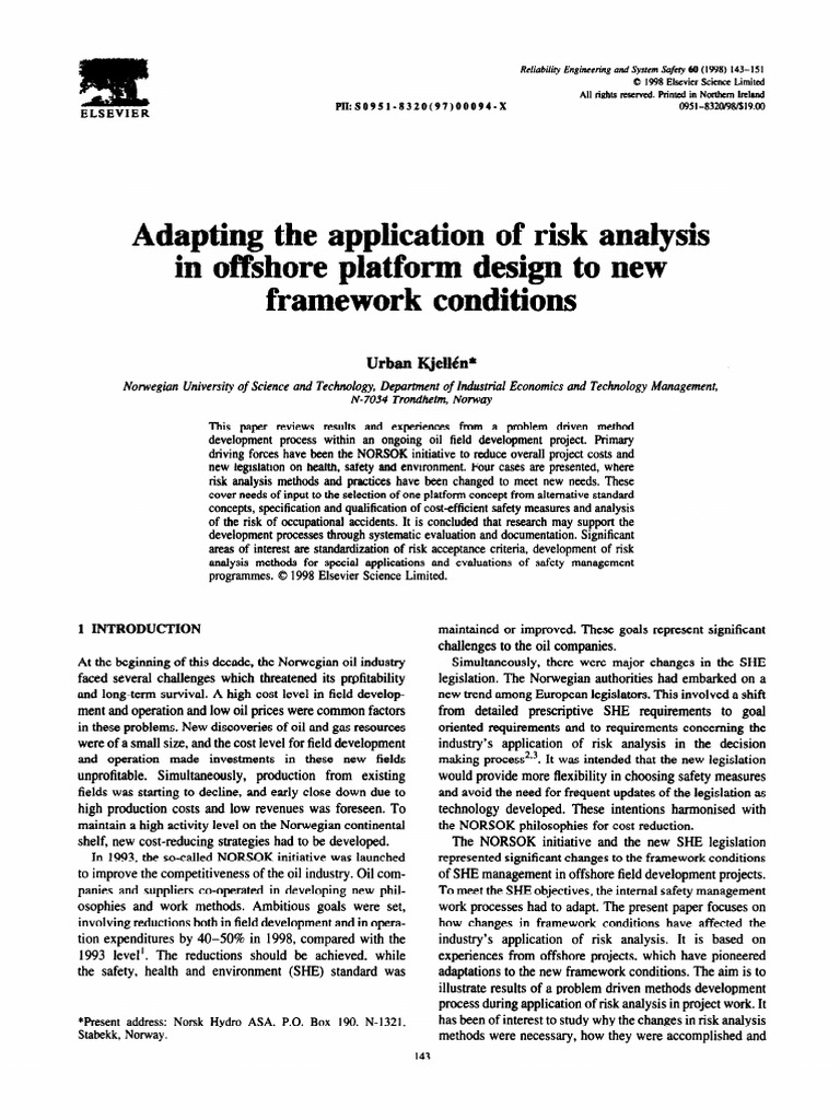 Risk Analysis in Offshore Design Adaptation | PDF | Risk | Risk Management