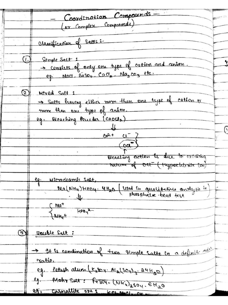 Coordination Compounds Notes Mohit Tyagi | PDF