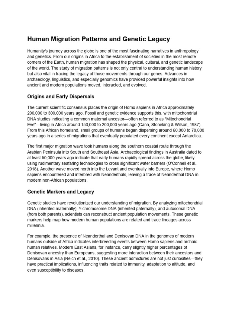 Human Migration and Genetic Impact | PDF | Biological Anthropology