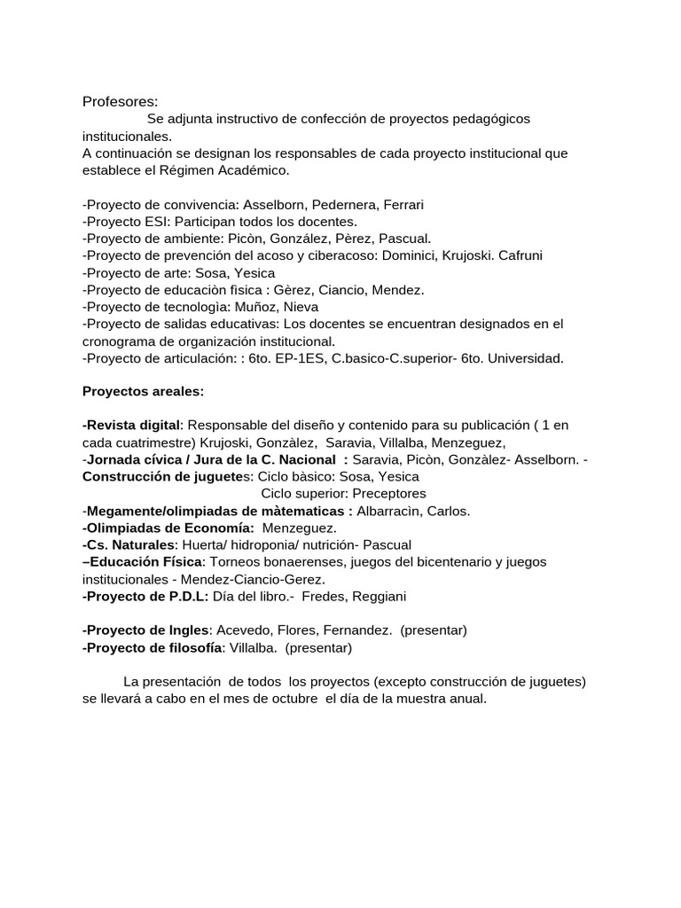 Proyectos 2025 | PDF | Evaluación | Enseñando
