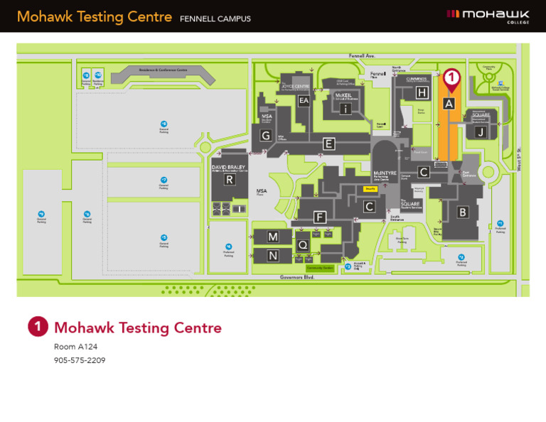 Mohawk's Fennell Campus Testing Centre Map 2019 | PDF