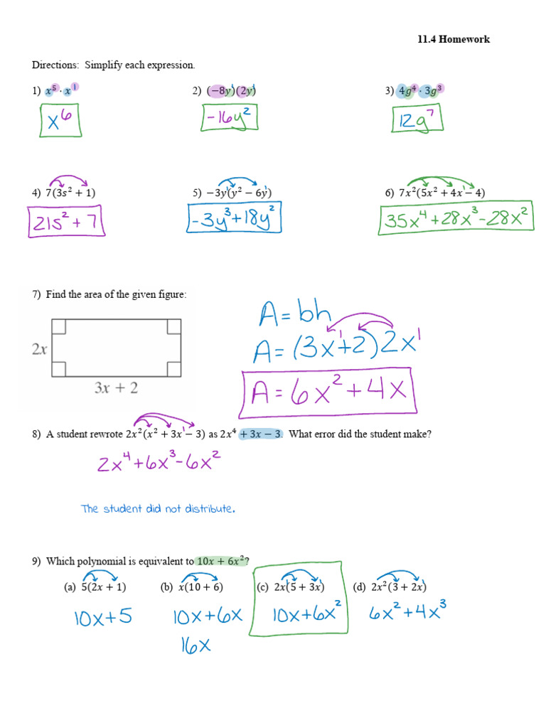 Simplifying Algebraic Expressions Homework | PDF