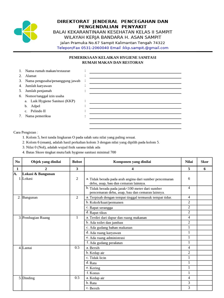 Form Inspeksi Man-Min Sampit | PDF