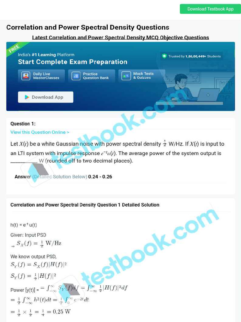 MCQ On Correlation and Power Spectral Density 5eea6a0f39140f30f369e72d ...