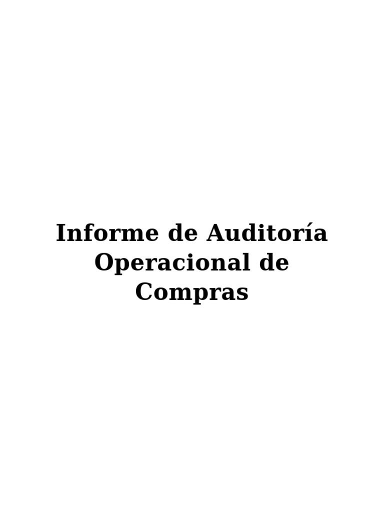 Auditoría Operacional de Compras y Ventas | PDF | Auditoría | Presupuesto