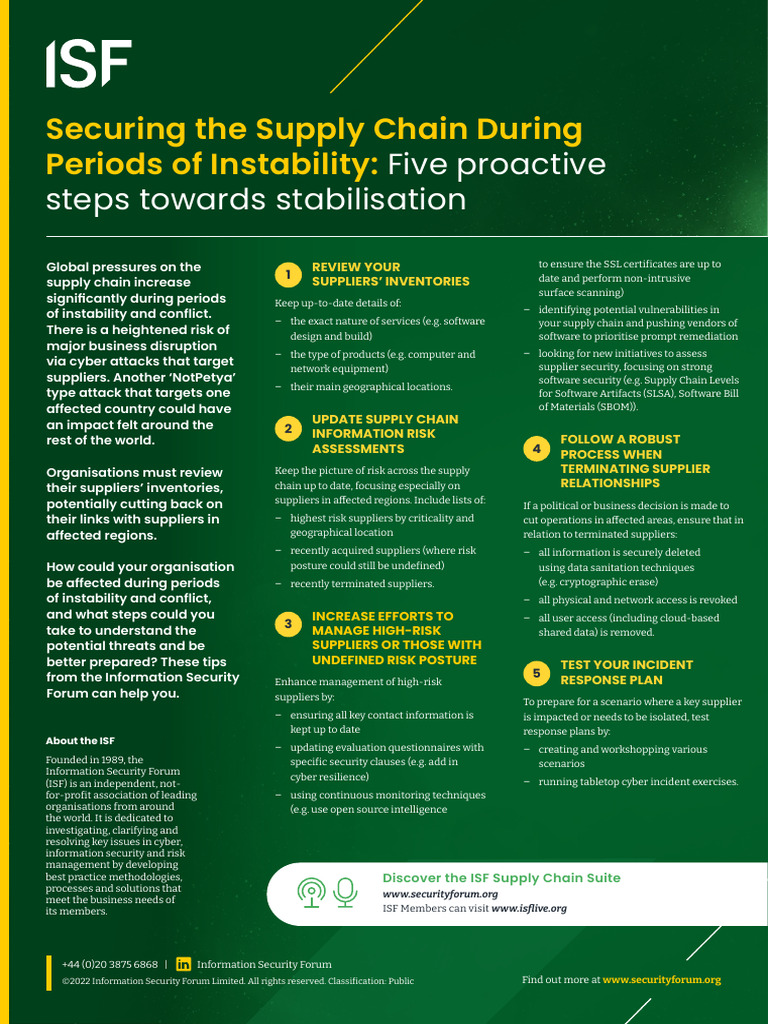 ISF Securing The Supply Chain During Periods of Instability | PDF ...