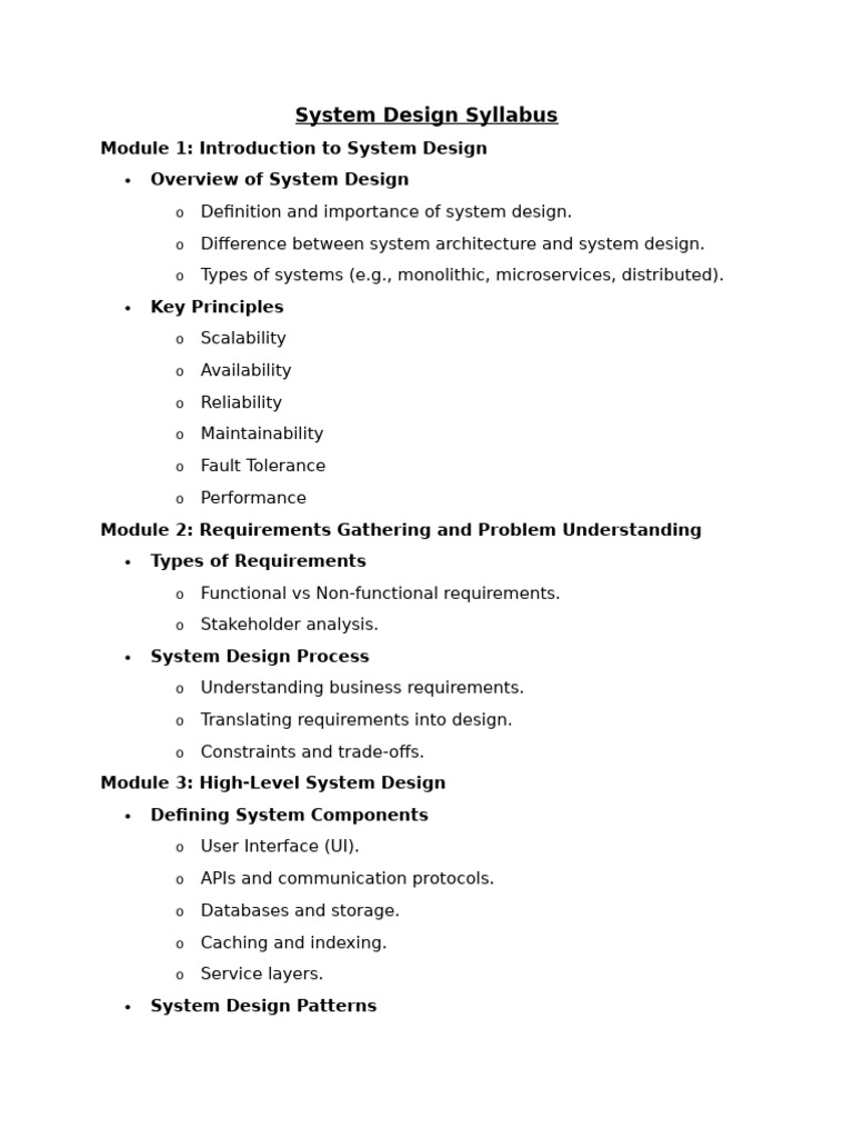 System Design Course Syllabus | PDF | Databases | Scalability