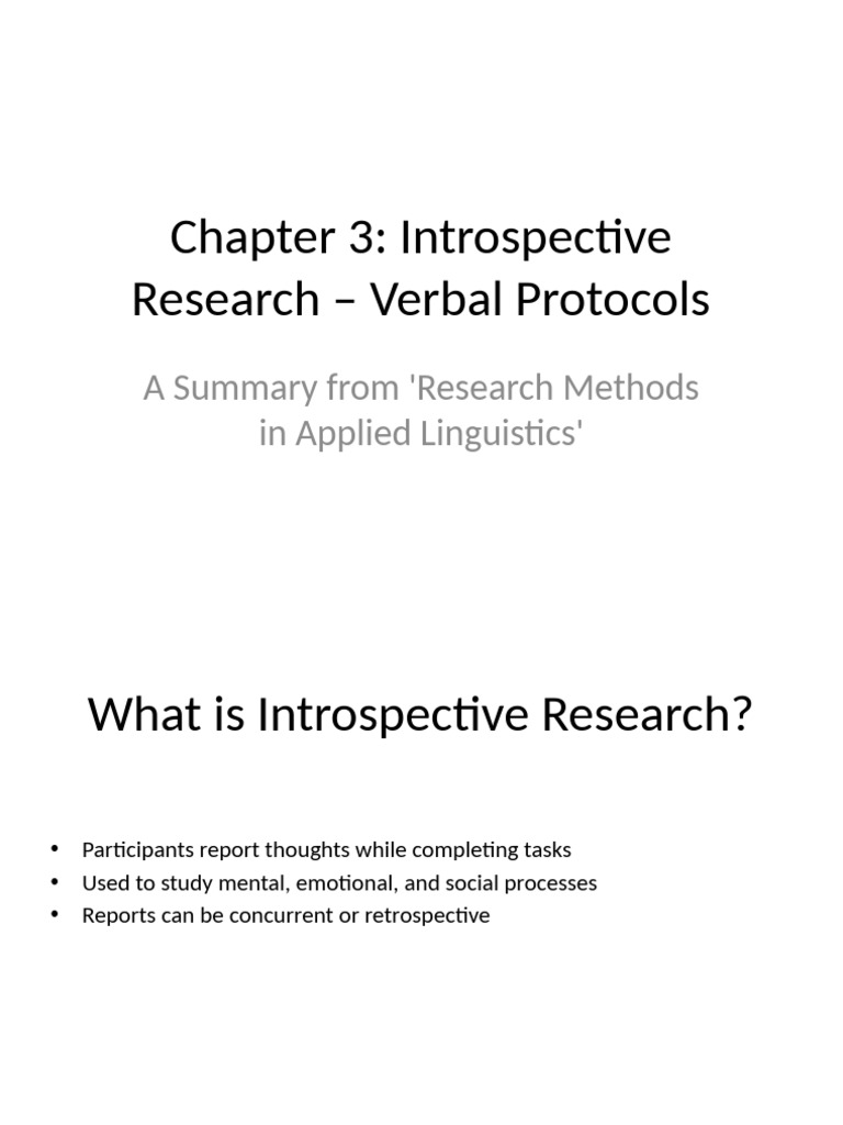 Introspective Research in Psychology | PDF