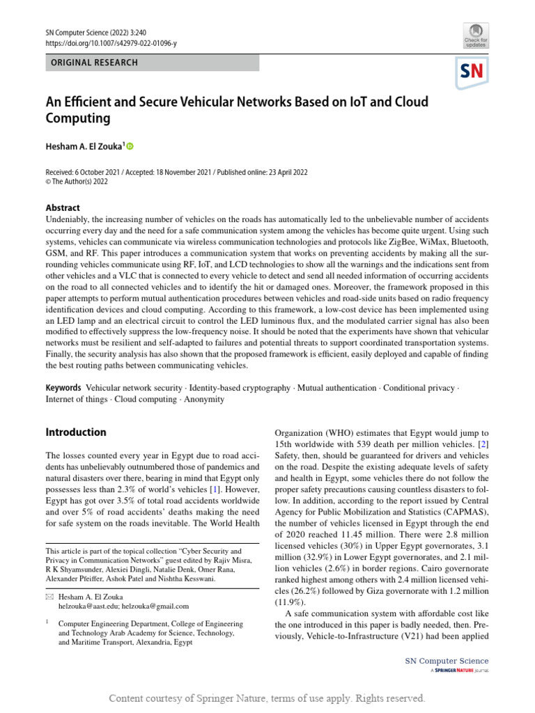 Secure IoT-Based Vehicular Network System | PDF | Radio | Computer Network