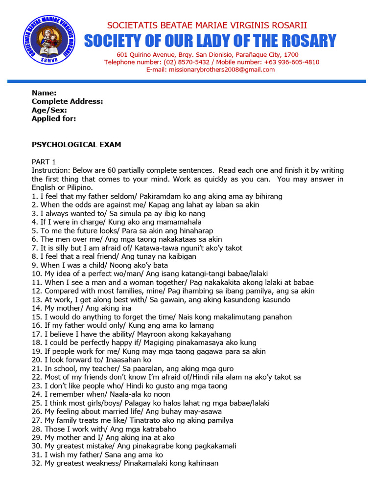 Psychological Test Part1-3 | PDF
