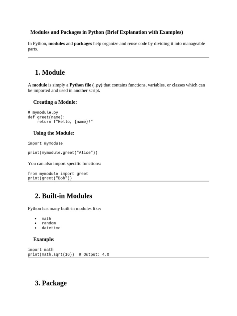Python Modules and Packages Overview | PDF | Scope (Computer Science ...