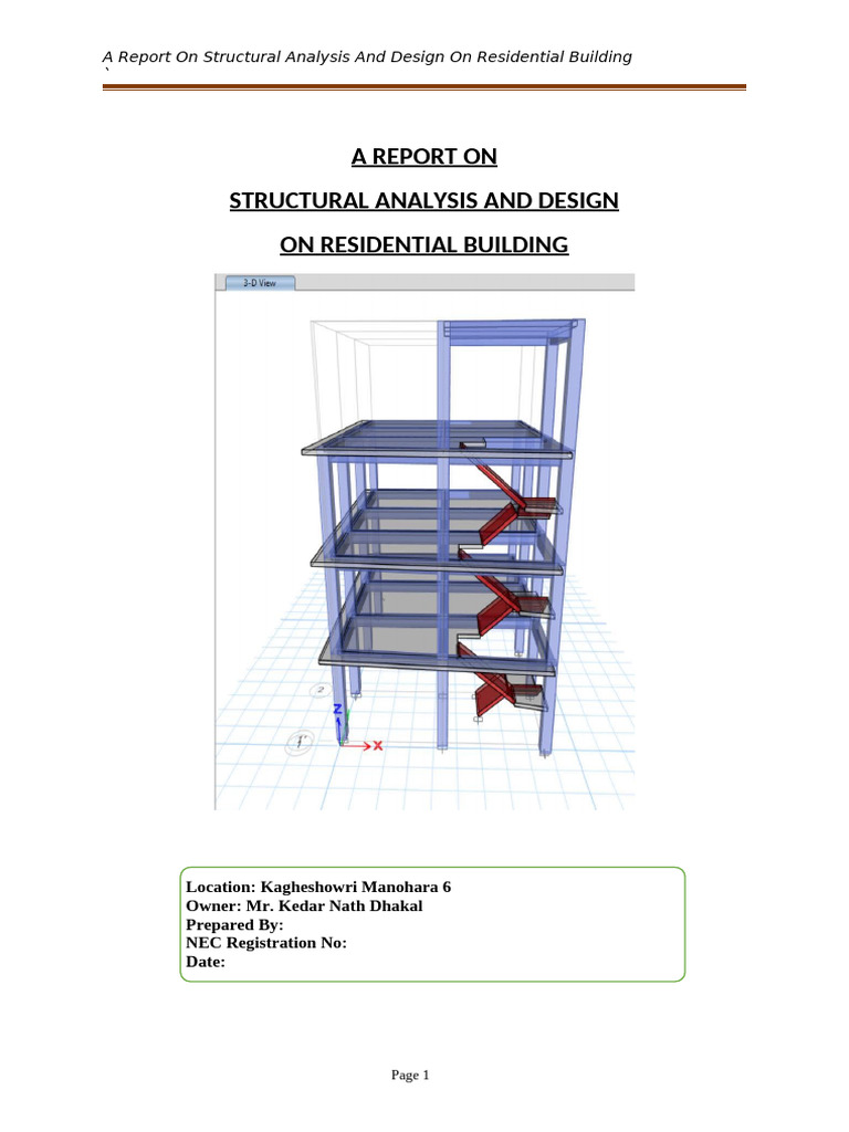 Structural Analysis for Residential Building | PDF | Structural ...