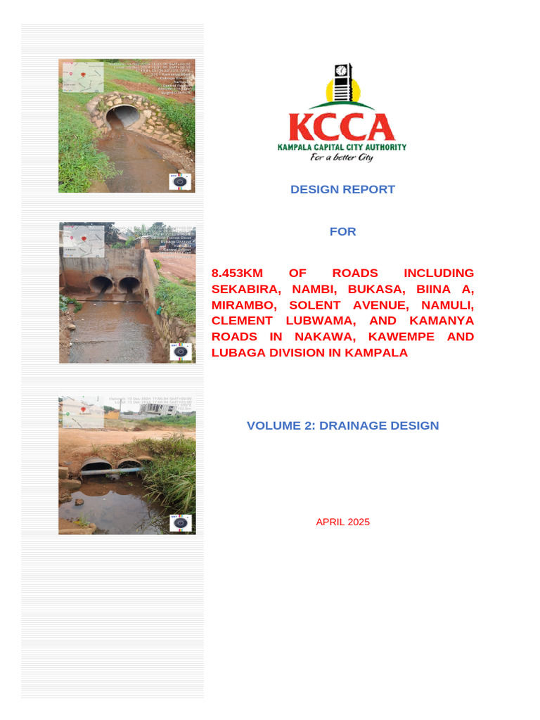 Draft Drainage Design Report - For Design of Nine Roads Around Kampala ...