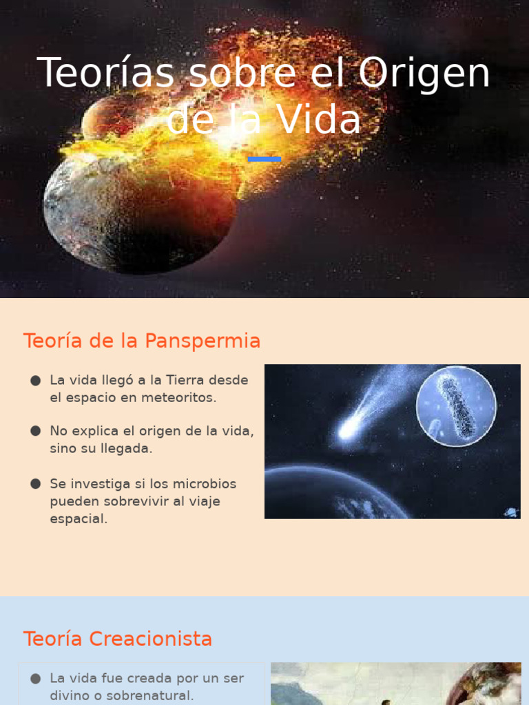 Teorias Del Origen de La Vida | PDF | Abiogénesis | Naturaleza
