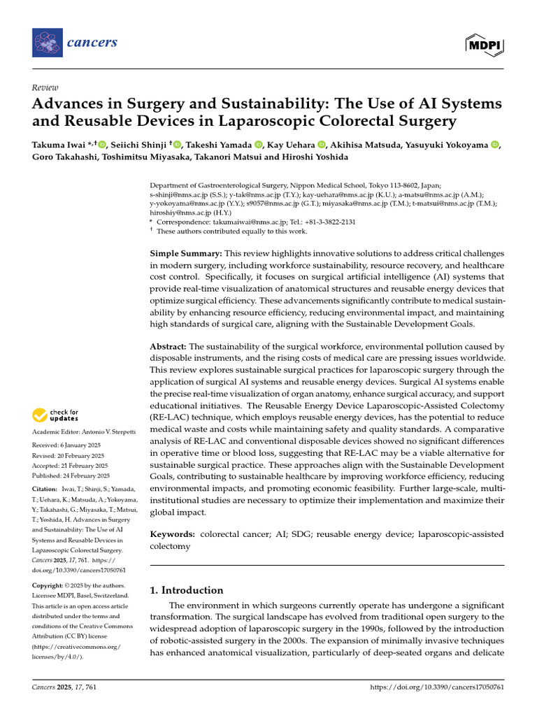 Laparoscopic Colorectal Surgery | PDF | Surgery | Sustainability