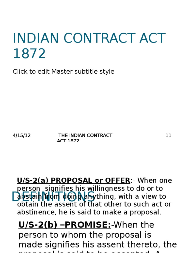Overview of the Indian Contract Act | PDF | Guarantee | Breach Of Contract