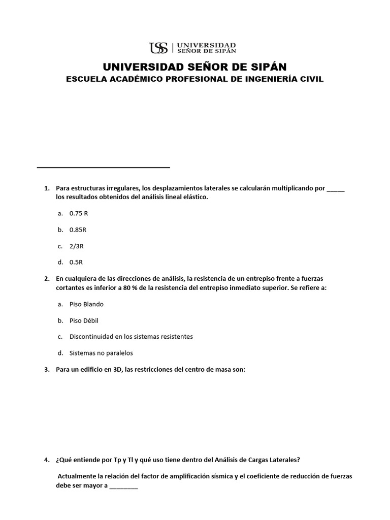 Examen Final Análisis Estructural II | PDF