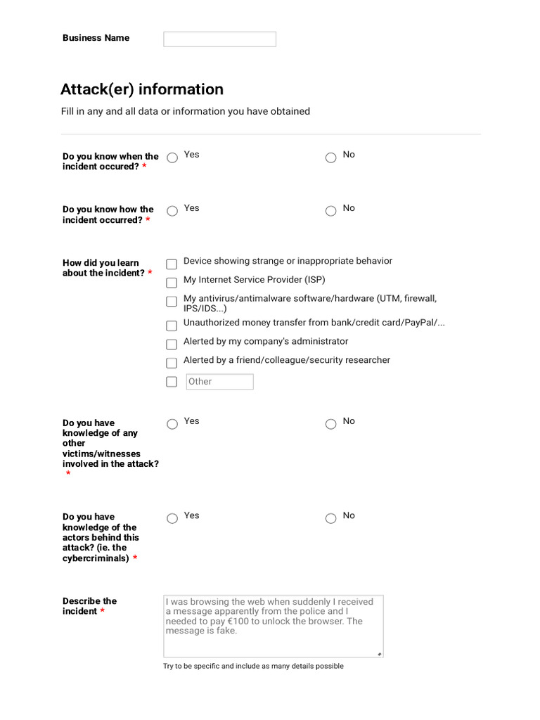 Cybercrime Incident Reporting Form | PDF | Cybercrime | Internet
