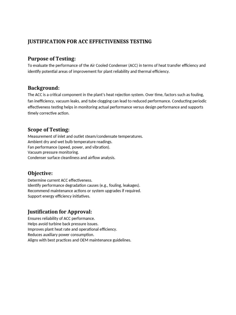 ACC Effectiveness Testing Justification | PDF