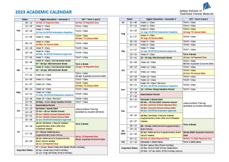 2023 Academic Calendar Overview | PDF | Academic Term | Educational Stages
