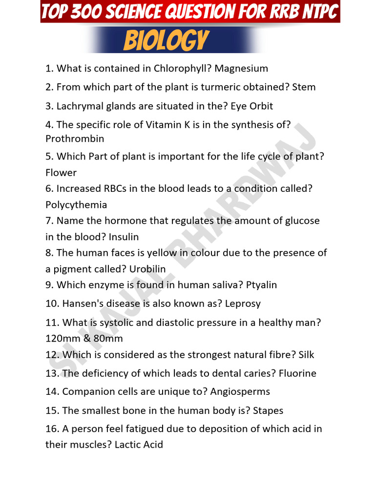 Top 300 Science Questions for RRB NTPC | PDF | Force | Light