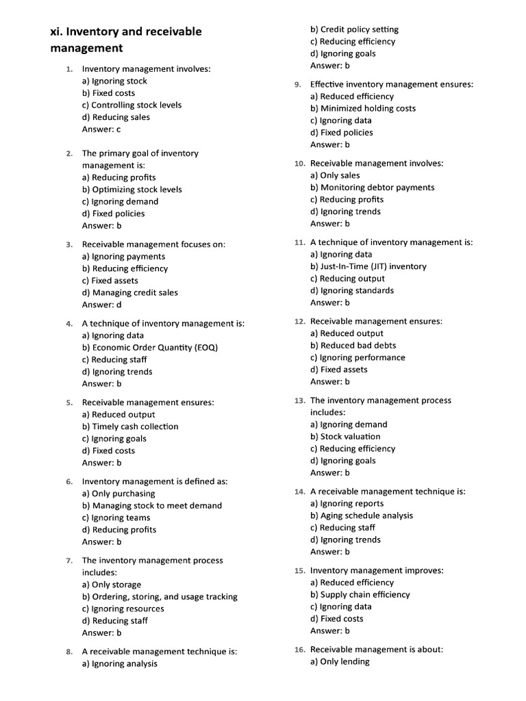 Inventory and Receivable Management 1 | PDF