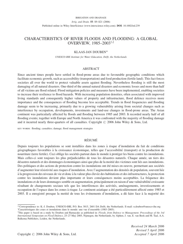 Global River Flood Characteristics 1985-2003 | PDF | Flood | Hazards