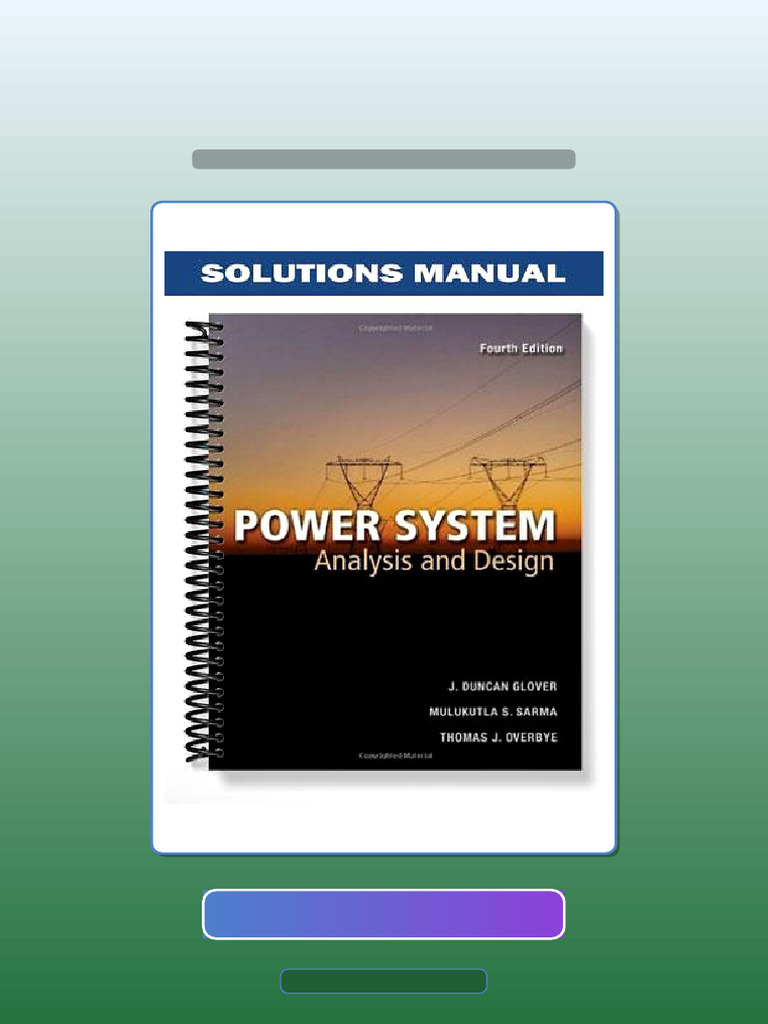 Power Systems Analysis and Design 4th Edition by Glover Duncan Official ...