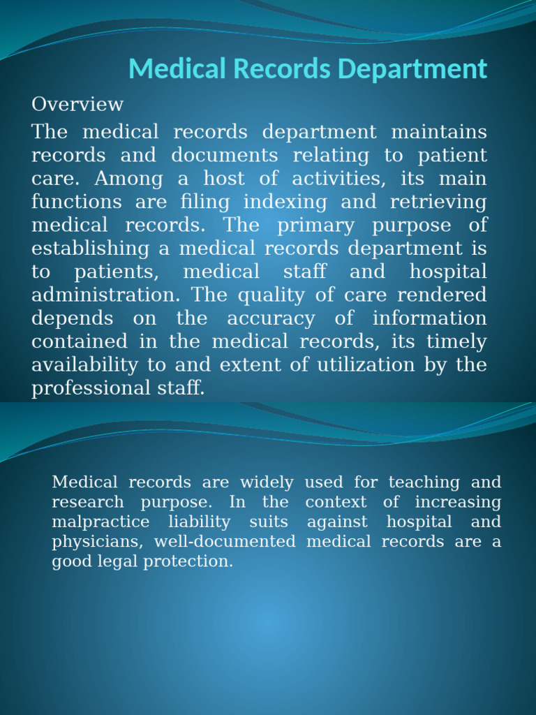 Medical Records Department | PDF | Medical Record | Patient