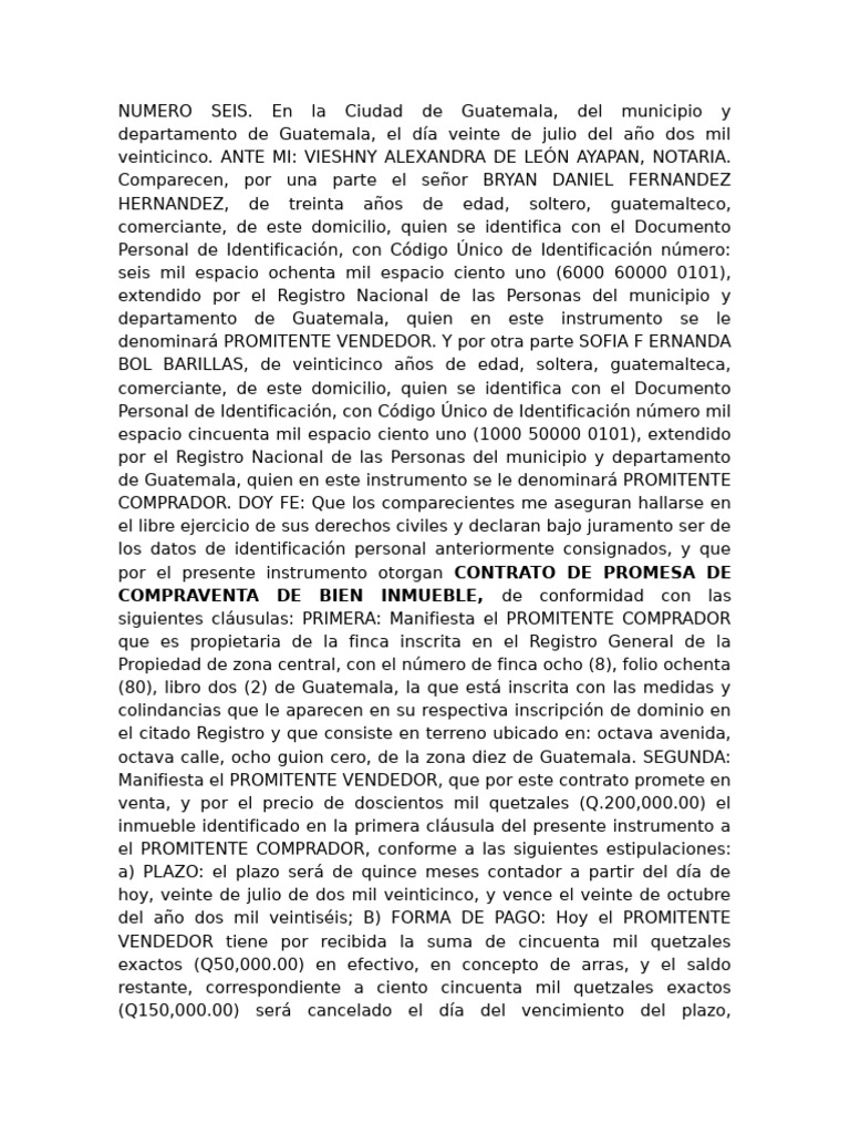 Contrato de Promesa de Compraventa en Guatemala | PDF | Guatemala
