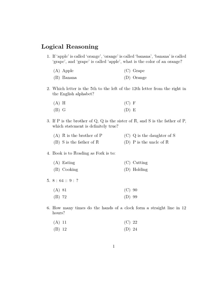 Logical and Mathematical Reasoning Quiz | PDF | Chess Openings | Chess ...