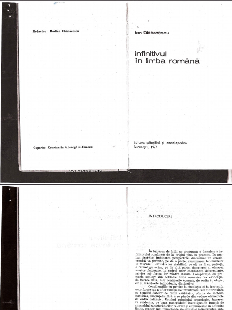 Ion Diaconescu - Infinitivul in Limba Romana | PDF