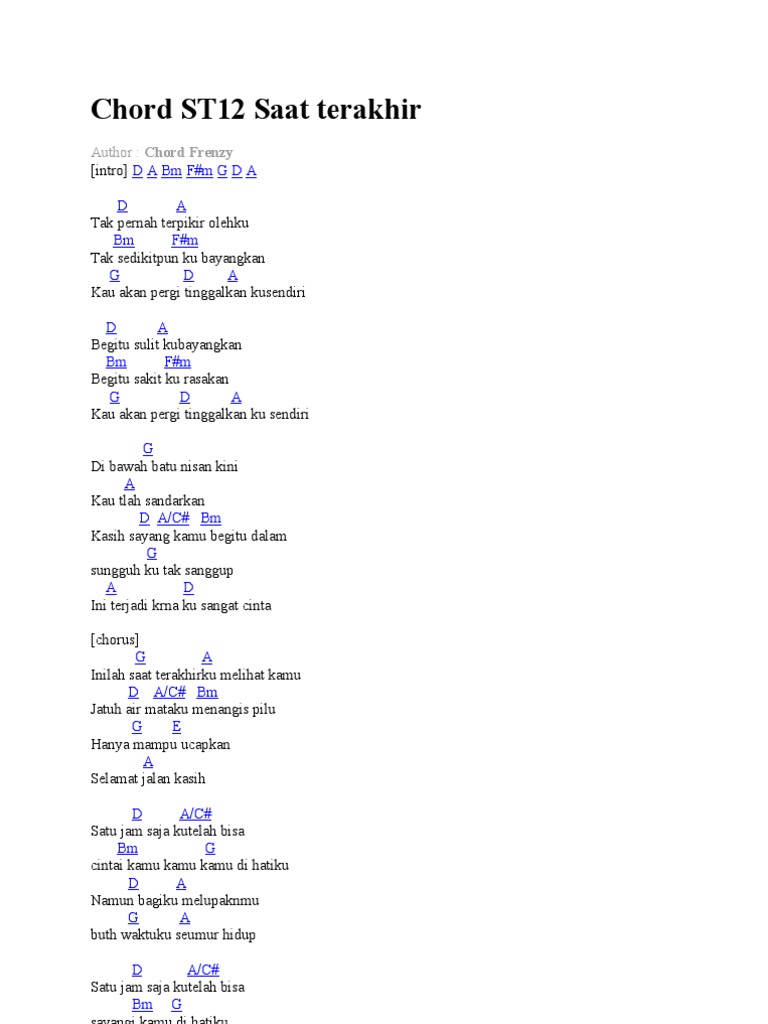 Chord St12 Saat Terakhir
