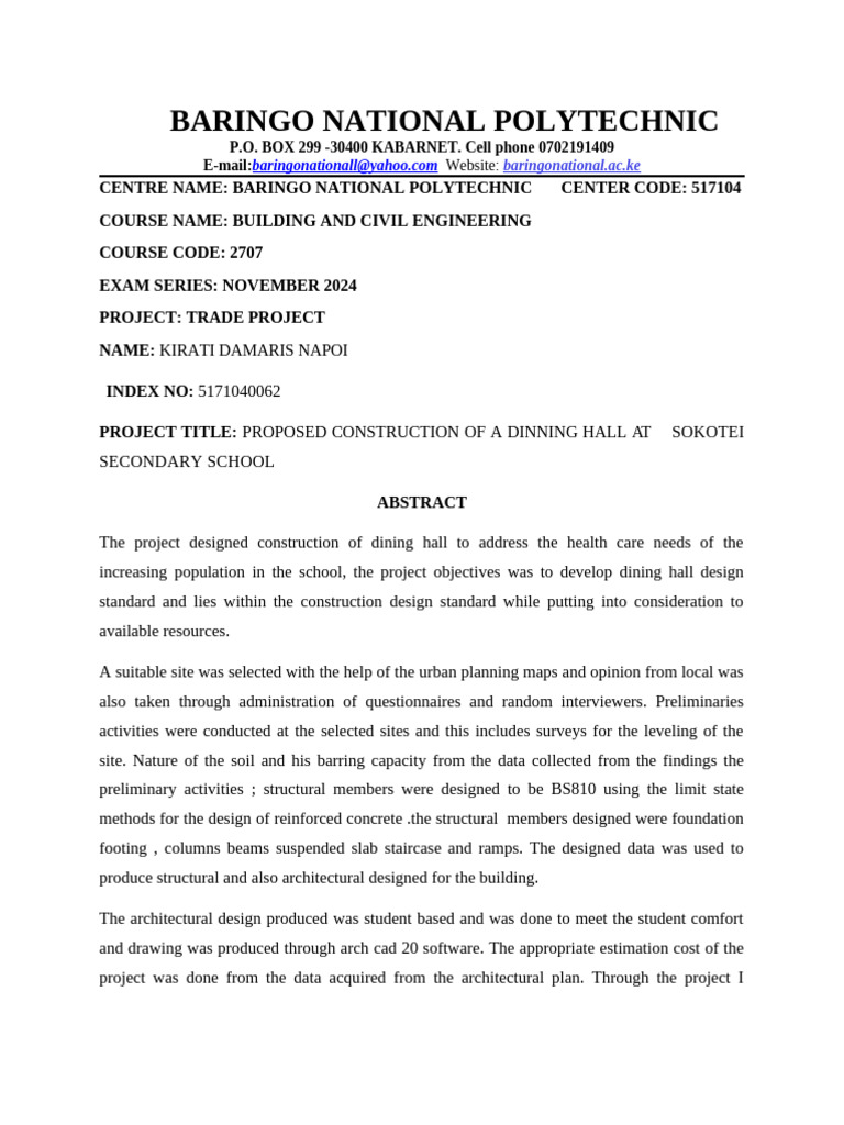 Baringo National Polytechnic Project Report | PDF