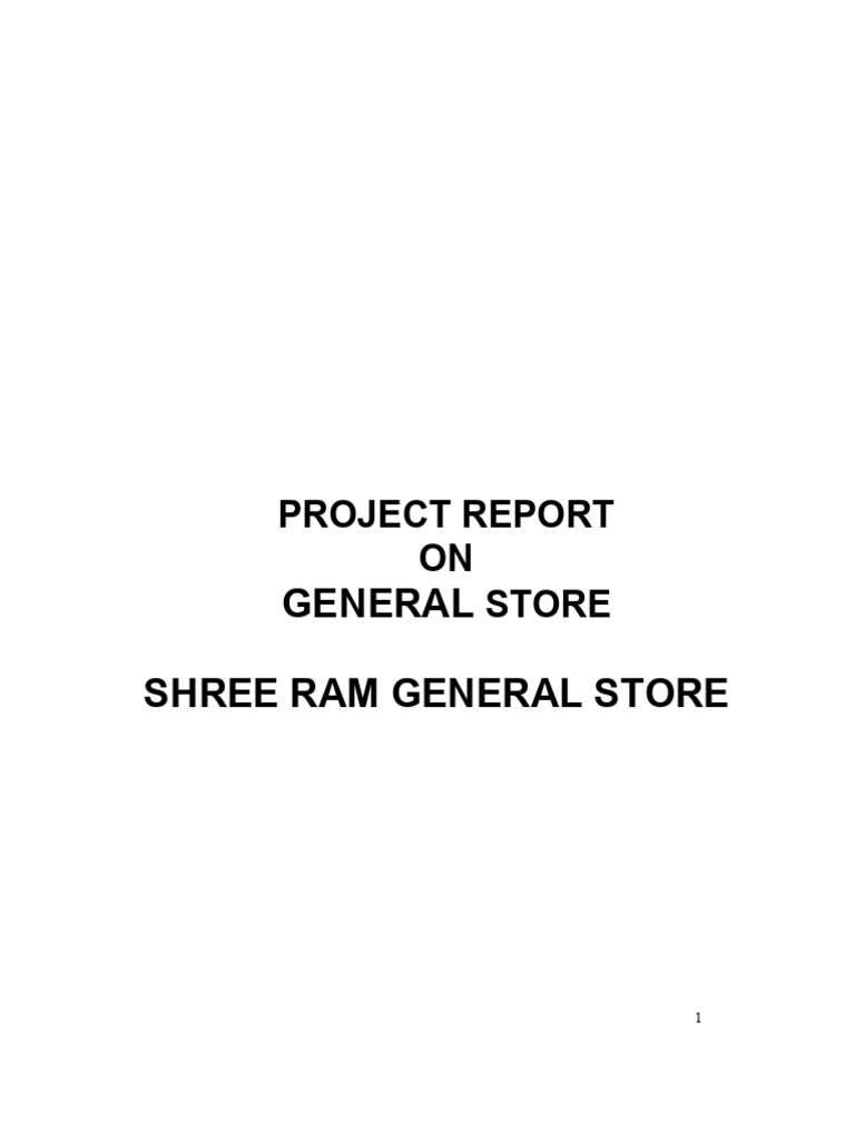 Shree Ram General store Project Report | PDF | Grocery Store | Economies