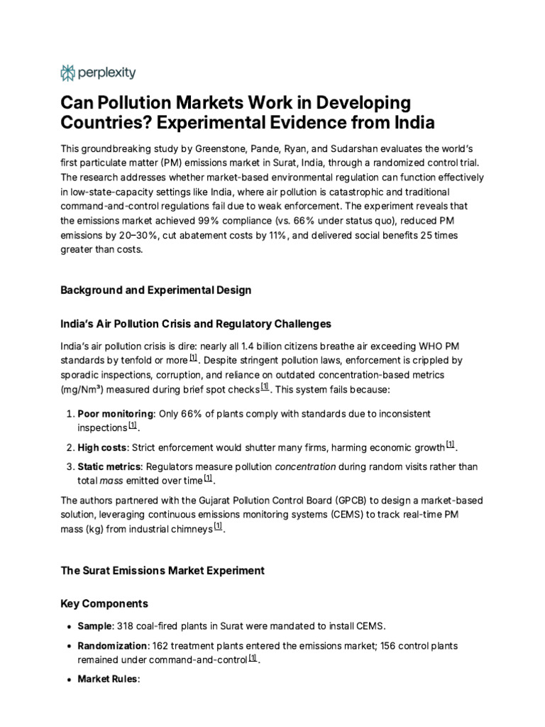 Can Pollution Markets Work in Developing Countries | PDF | Emissions ...
