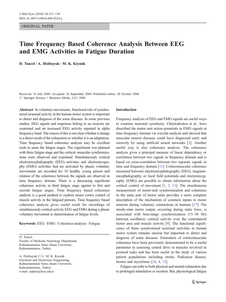 EEG-EMG Coherence in Fatigue Analysis | PDF | Electroencephalography ...