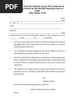 Anti Ragging Undertaking Form PDF | PDF