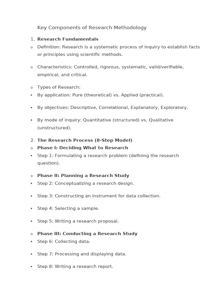 Key Components of Research Methodology | PDF | Statistics | Survey ...