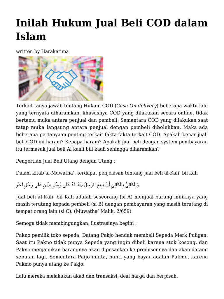 Hukum Jual Beli COD dalam Islam | PDF