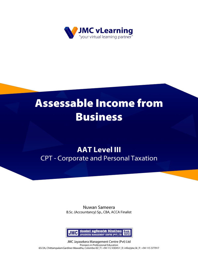 JMC VLearning AAT 3 E TAX-Assessable Income From Business-Nuwan Sameera ...