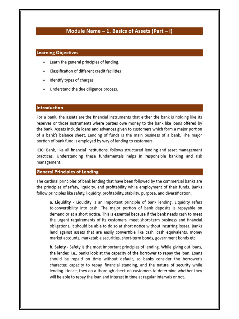 Fundamentals of Bank Lending Practices | PDF | Loans | Finance & Money ...