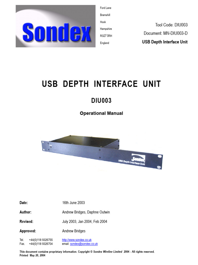 USB Depth Interface Unit Manual | PDF | Usb | Power Supply