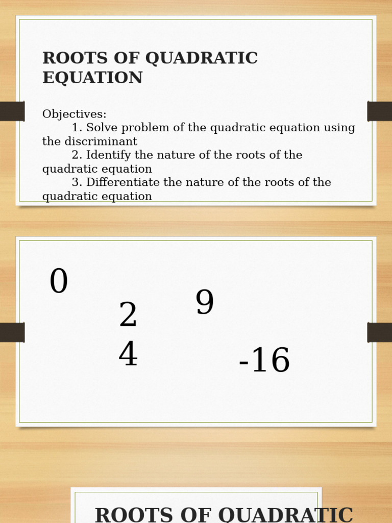 Nature of Quadratic Equation Roots | PDF | Square Root | Quadratic Equation