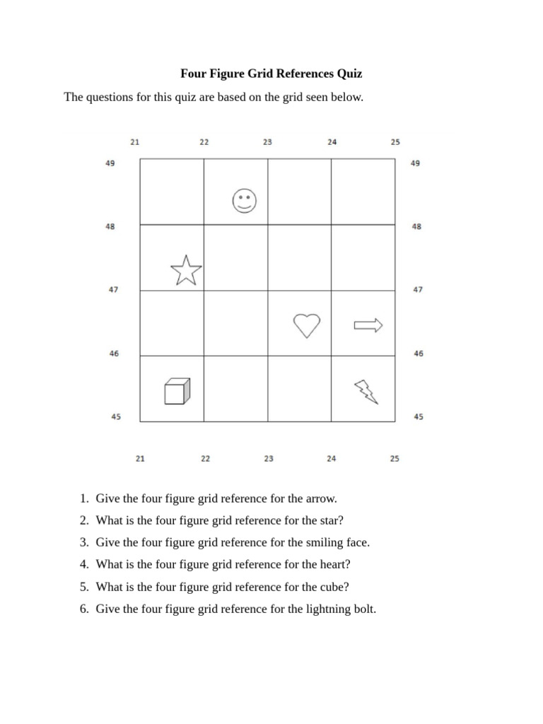 Four Figure Grid Reference Quiz | PDF