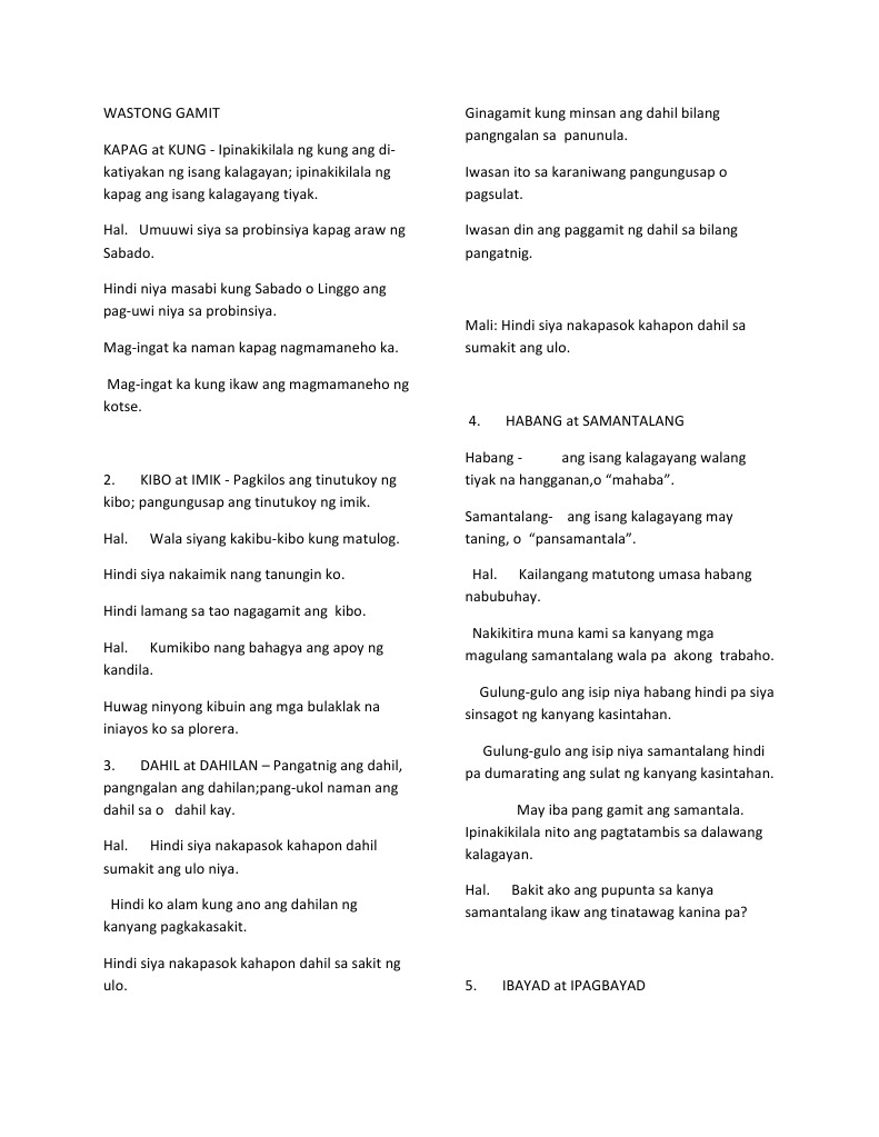Wastong Gamit | PDF