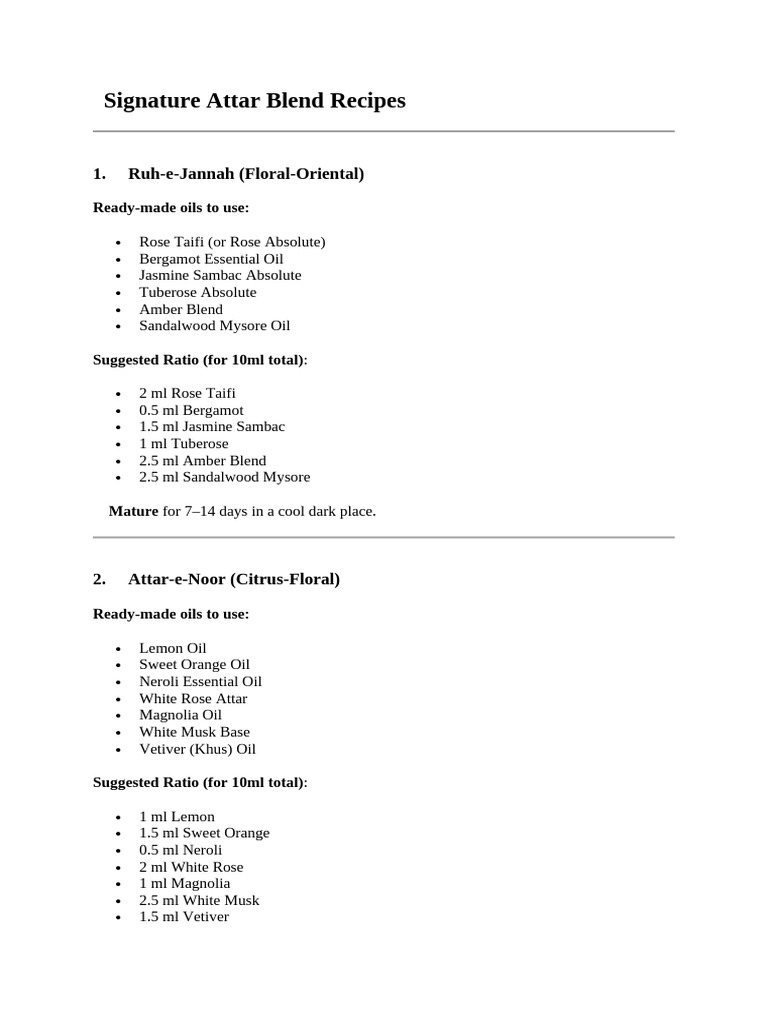 Attar Making Recipes and Ratios | PDF | Perfumery | Incense