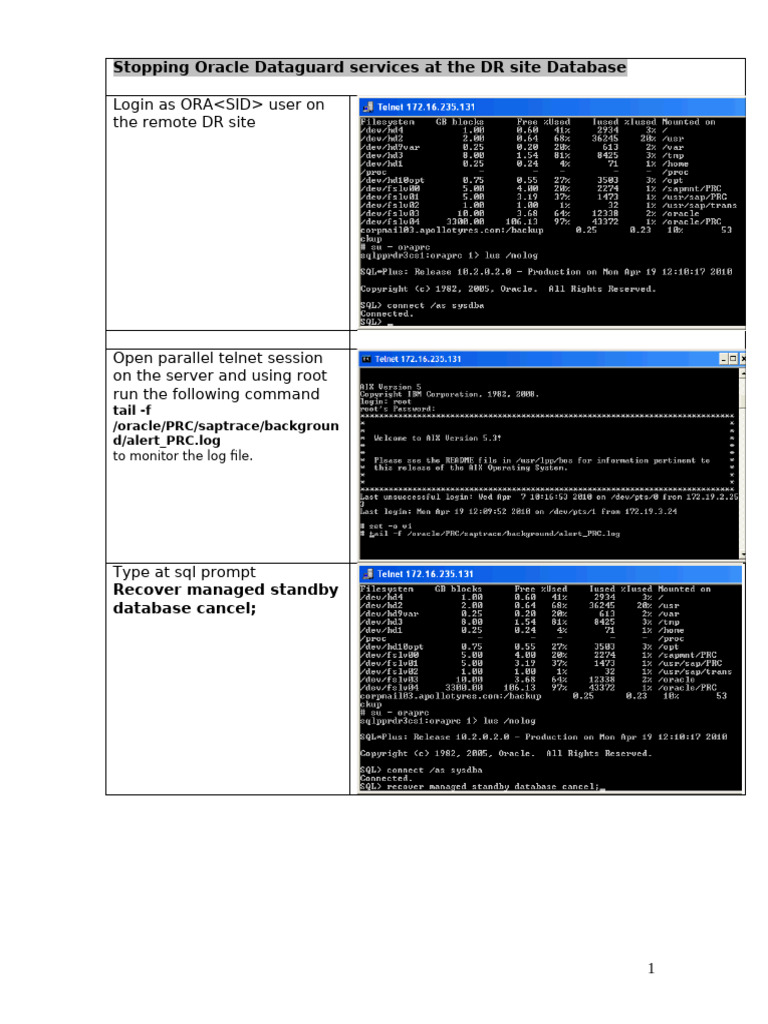 DR Stop Start Procedure - 1441773035292 | PDF