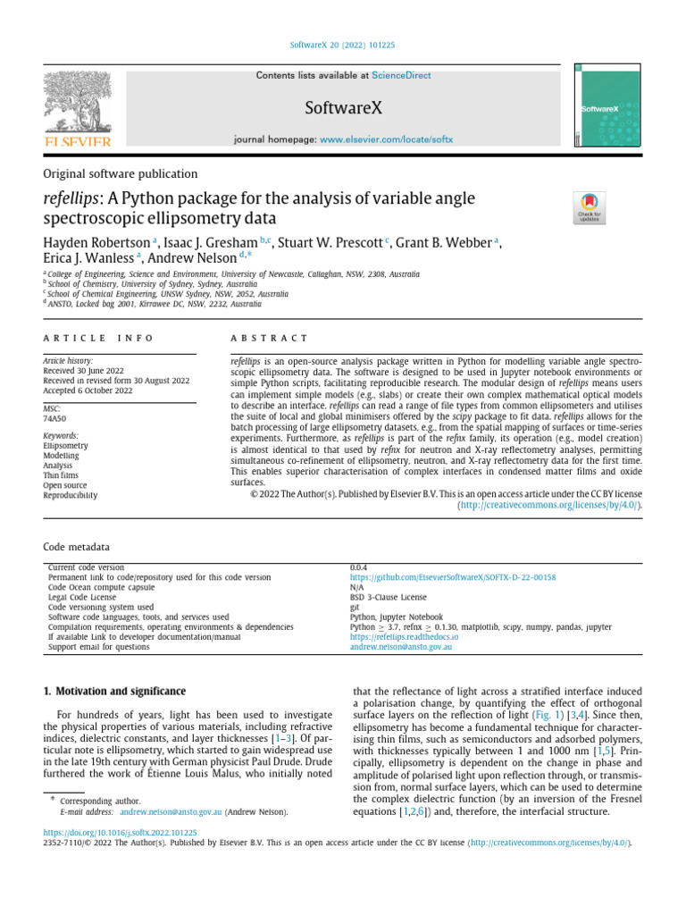 Python Package for Ellipsometry Analysis | PDF | Refractive Index ...